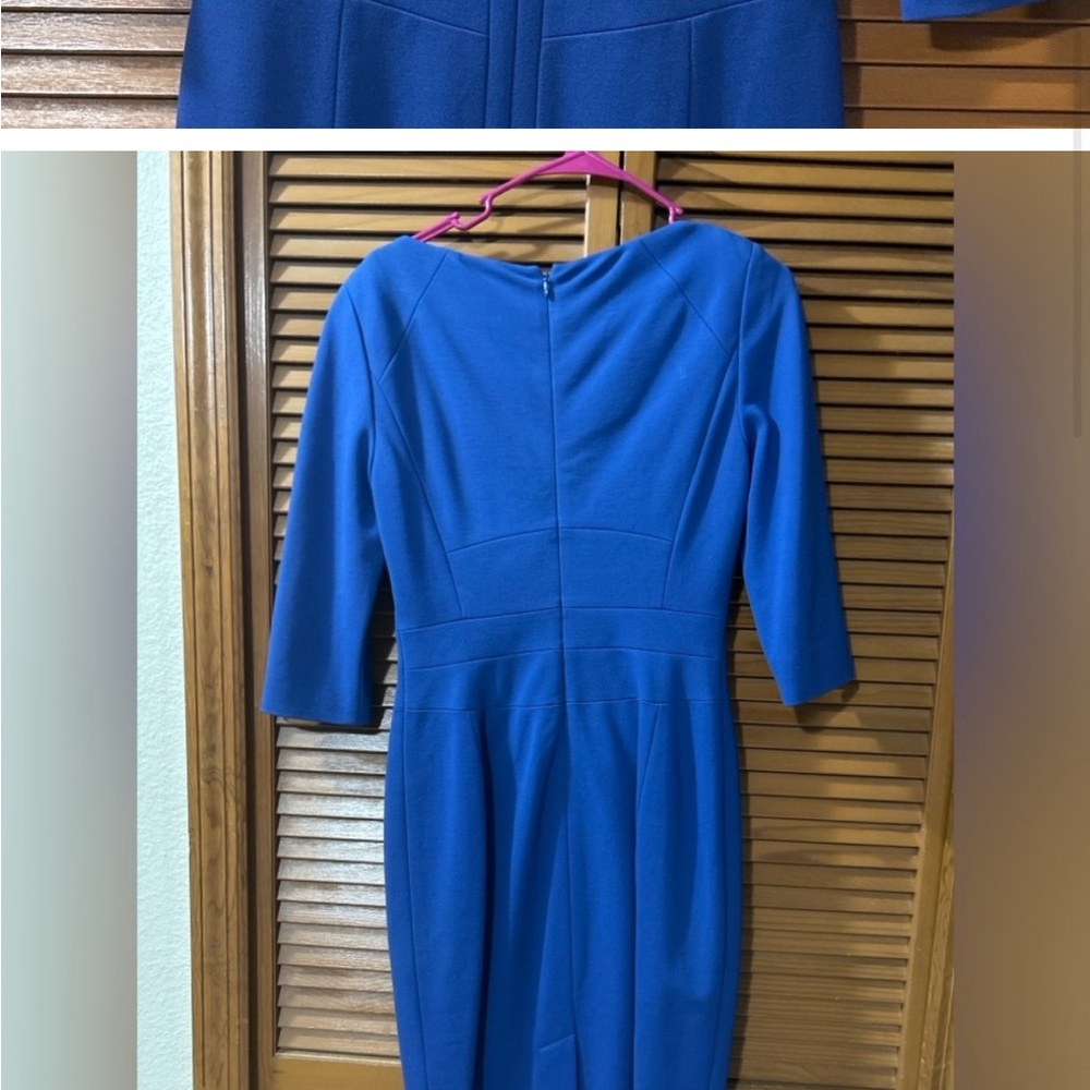 Ted Baker Blue Sheath Dress with 3/4 Sleeves - Picture 3 of 5